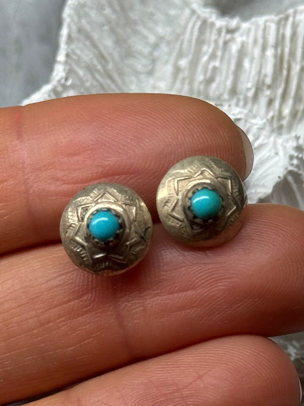 925 Sterling Silver Turquoise Earrings Length 0.4 Inch