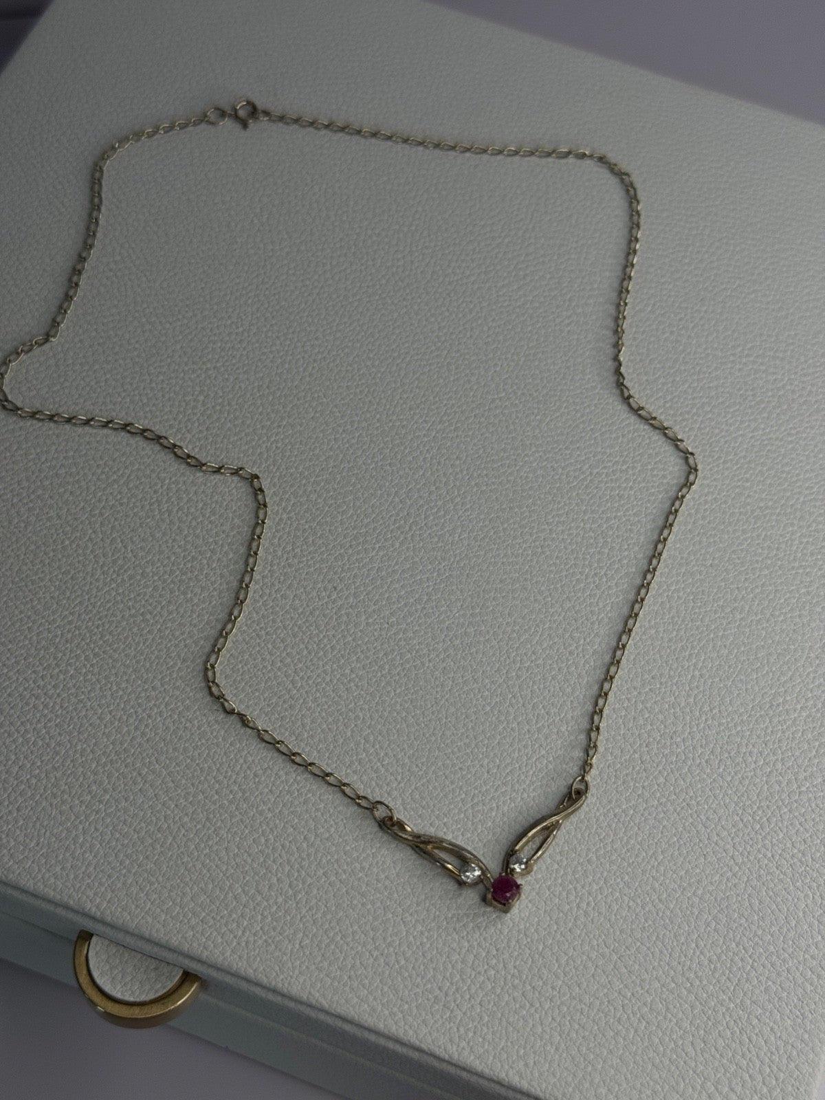 925 Sterling Silver Ruby & Beryl Necklace Length 18 Inch