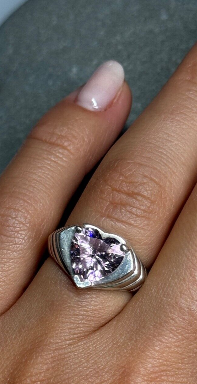 925 Sterling Silver CZ Heart Ring Size 6.5