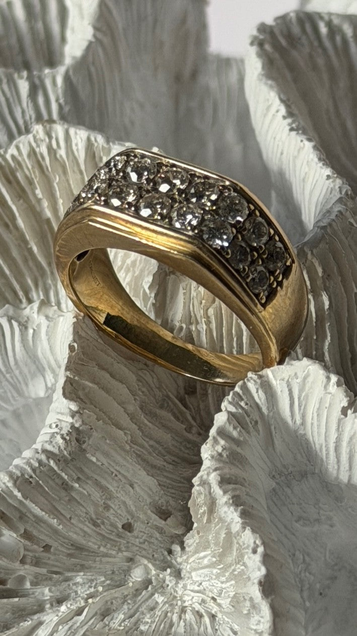 Men's 10K Yellow Gold Diamond 3 ct Ring Size 11.5