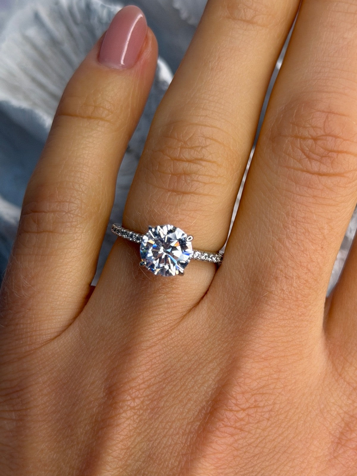 AZL 925 Sterling Silver Lab-Created Diamond Ring Size 6