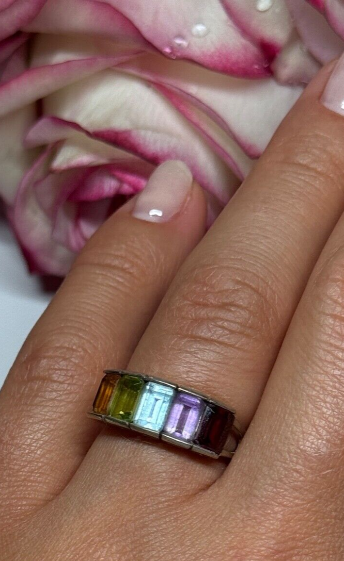 925 Sterling Silver Tourmaline Ring Size 5.5