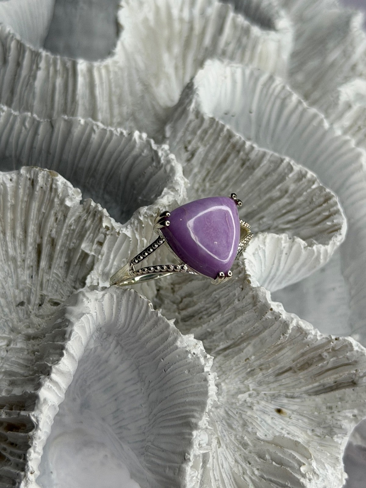 Djoy 925 Sterling Silver Lavender Jade Ring Size 10