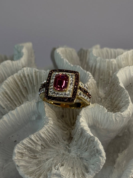 Seta 925 Sterling Silver Gold Plated Spinel Ring Size 10