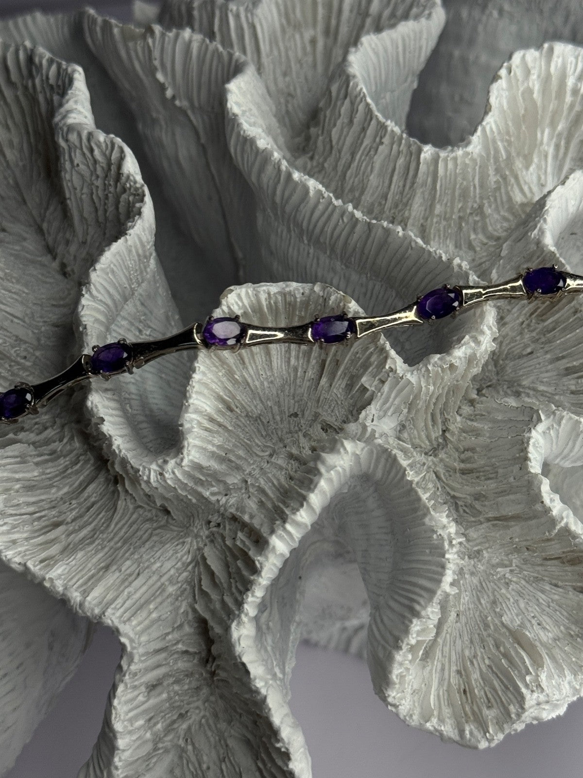 925 Sterling Silver Purple Tourmaline Bracelet Length 7