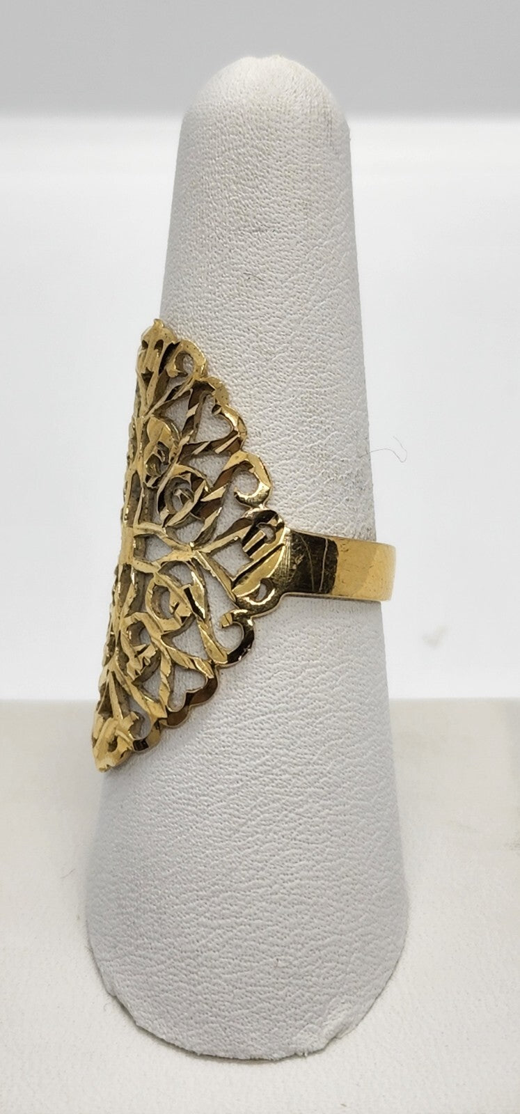 925 Sterling Silver Gold Tone Ornate Shield Ring Size 8