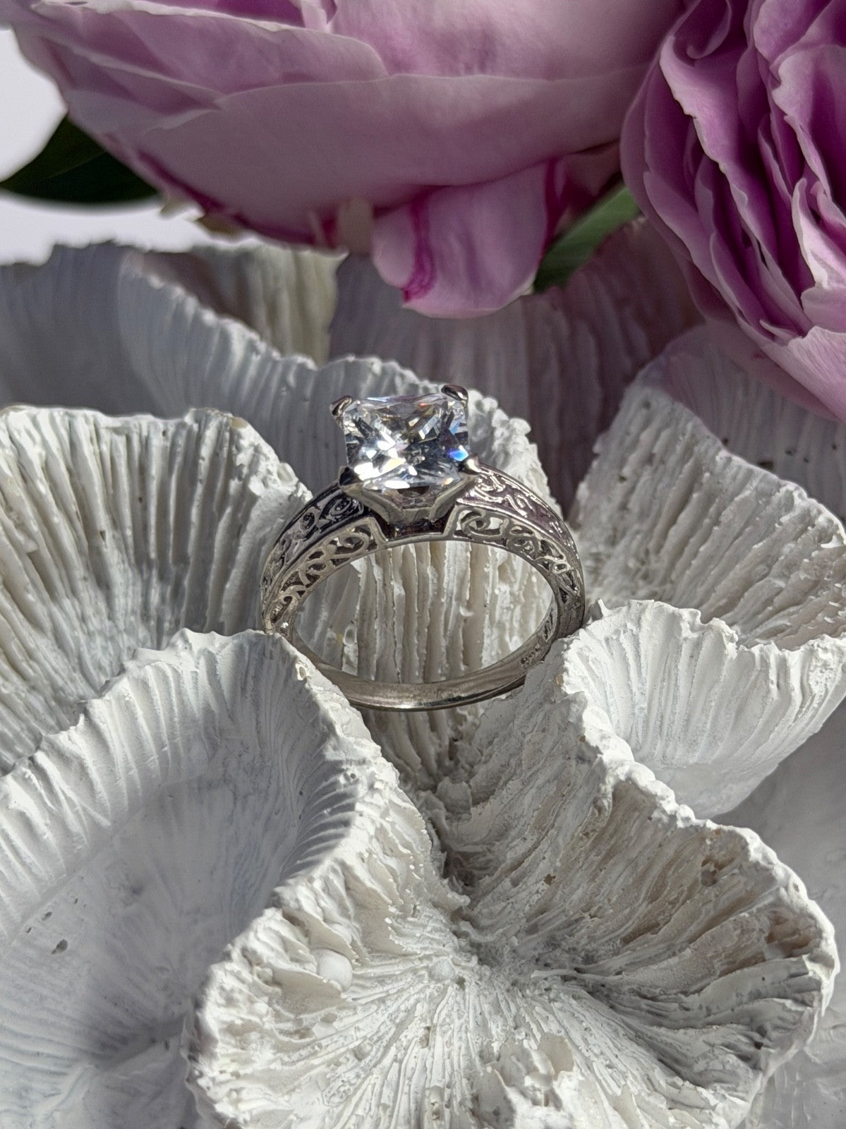 RP 925 Sterling Silver Cz Ring Size 8
