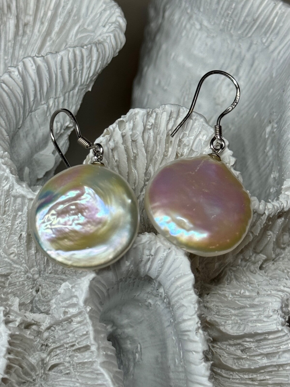 925 Sterling Silver Fresh Water Pearl Earrings Length 1.8 Inch