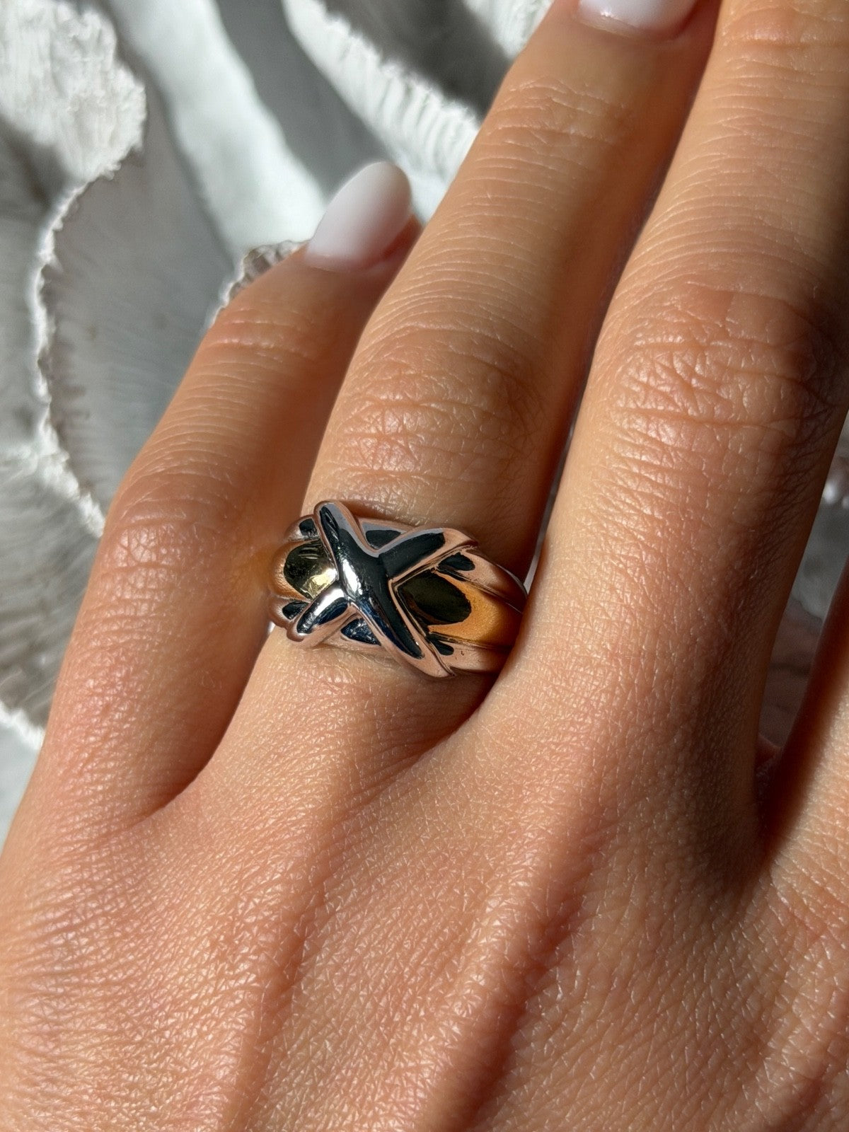 925 Sterling Silver Gold Plated Part Ring Size 7