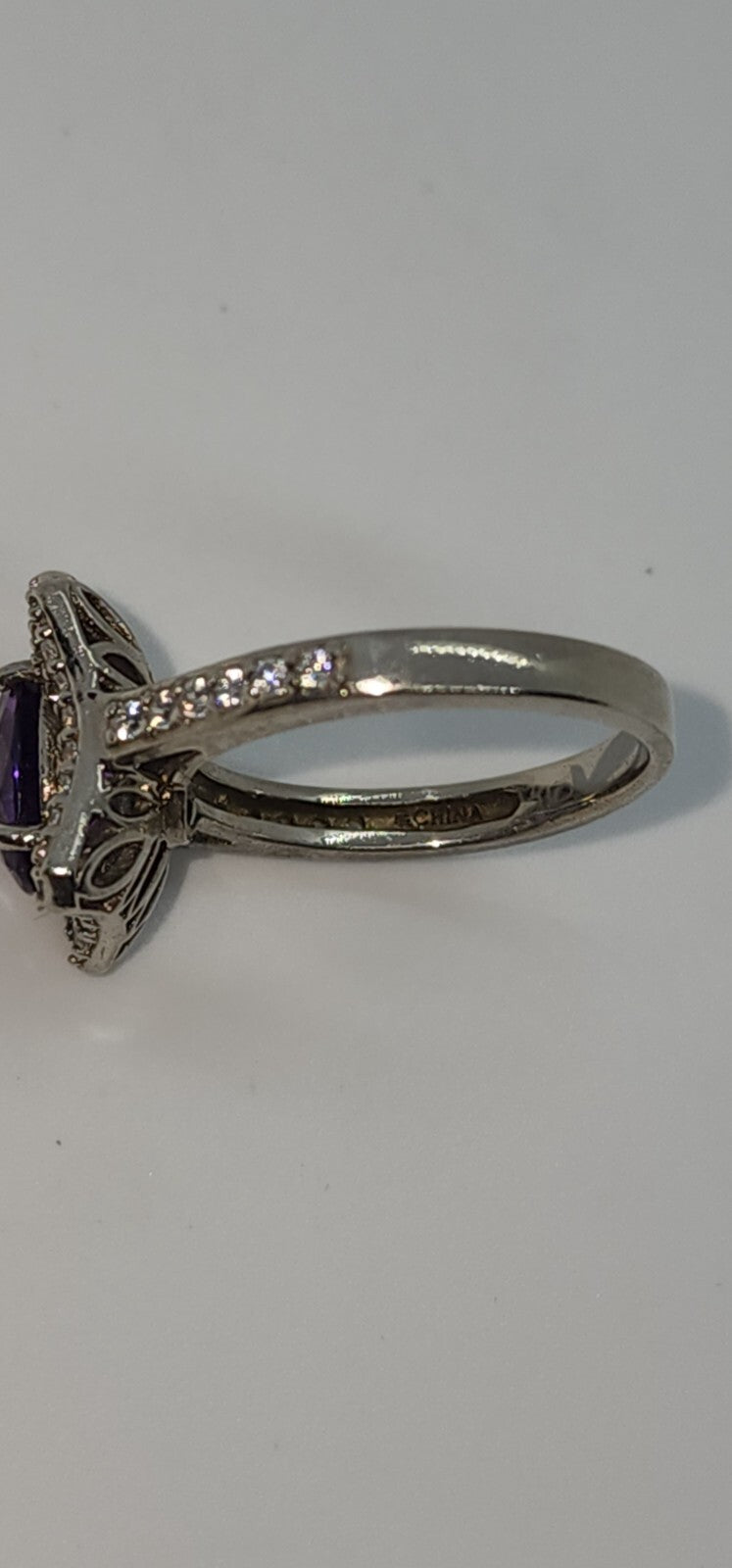 925 Sterling Silver Amethyst & ?z Ring Size 7