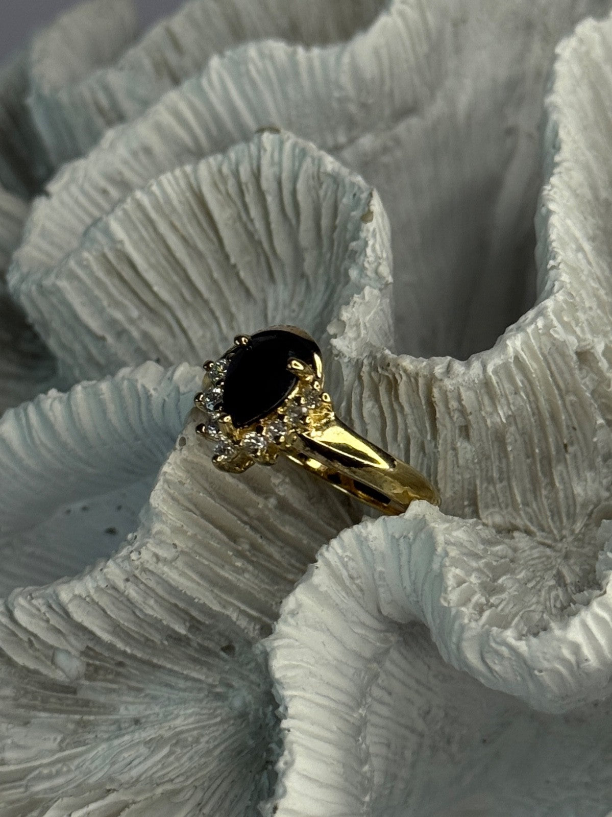925 Sterling Silver Gold Plated Sapphire & Beryl Ring Size 8