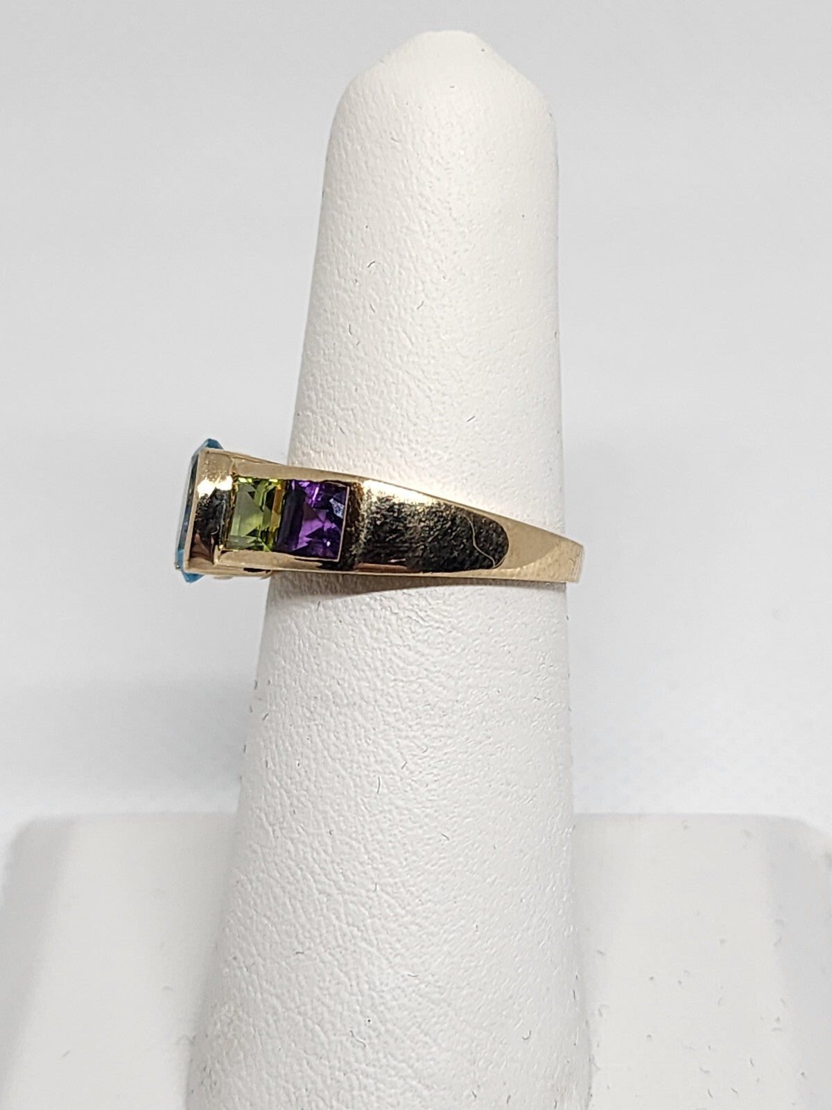 10K Yellow Gold Topaz, Amethyst, Peridot, Citrine & Garnet Ring Size 5