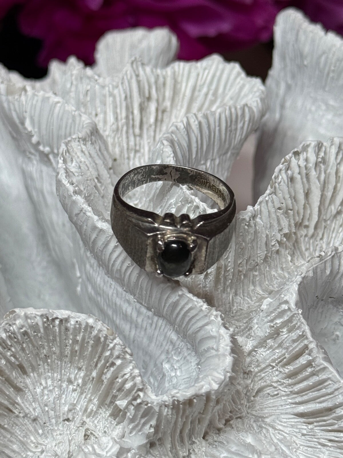 Men'S 925 Sterling Silver Cat'S EYE Tourmaline Ring Size 9