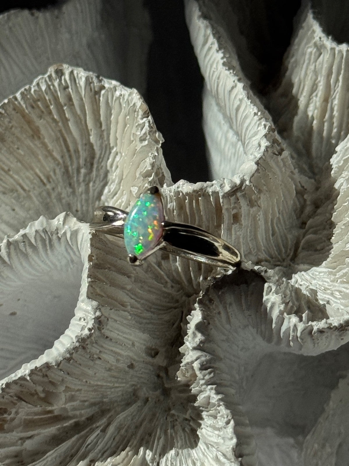 925 Sterling Silver Opal Ring Size 9