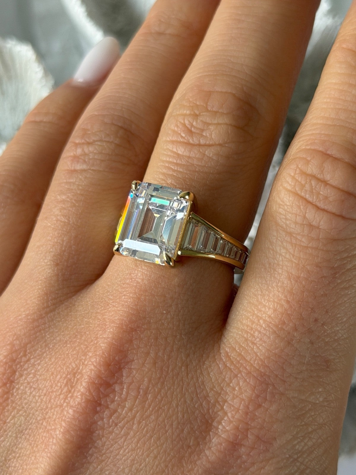 925 Sterling Silver Gold Plated Cz Ring Size 8