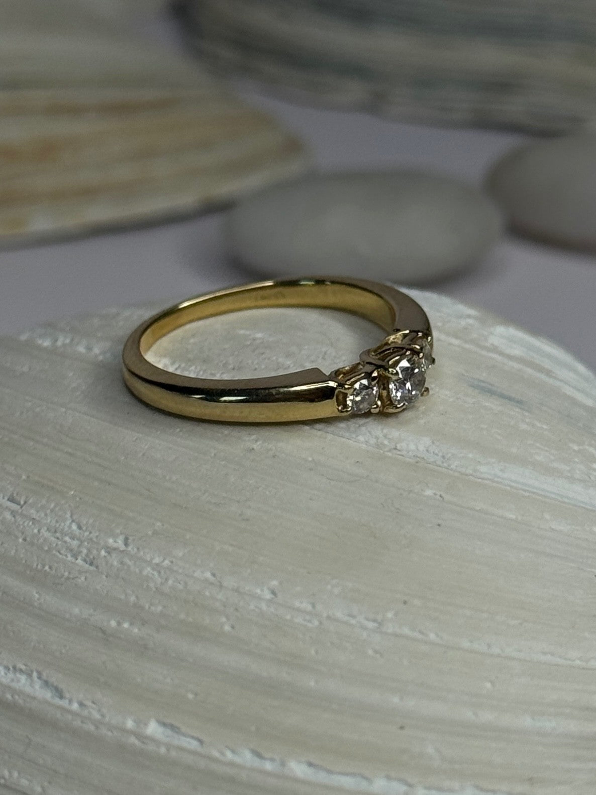 14K Yellow Gold Diamond 0.36 Carat Total Weight Ring Size 7