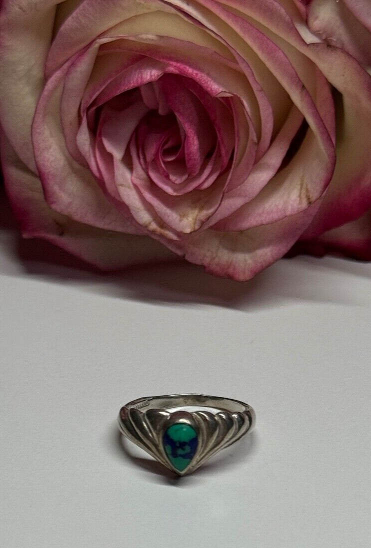 925 Sterling Silver Turquoise Ring Size 5.5