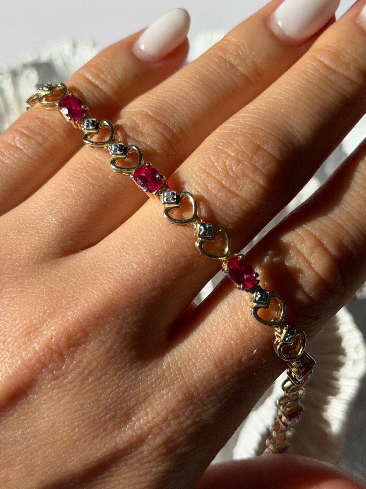 925 Sterling Silver Gold Plated Pink Topaz Bracelet