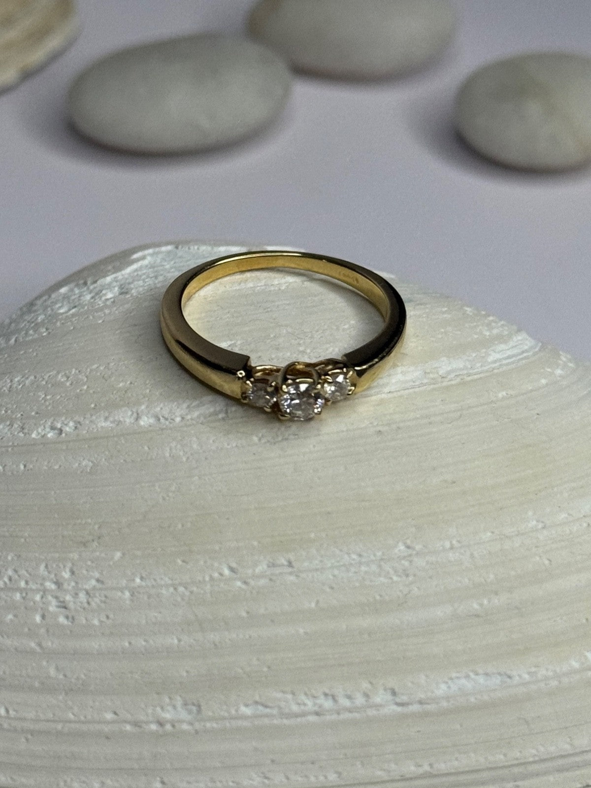 14K Yellow Gold Diamond 0.36 Carat Total Weight Ring Size 7