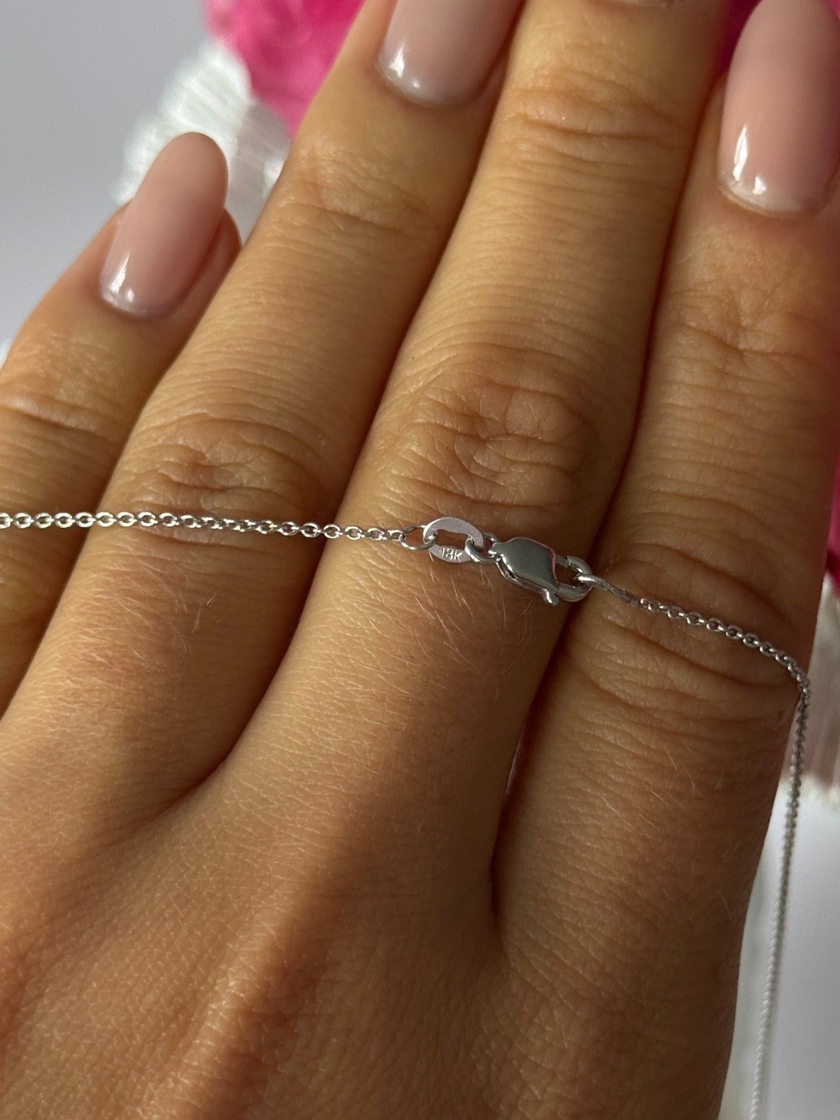 14K White Gold Cross/18K White Gold Chain Pink Sapphire & Diamond Cross Necklace