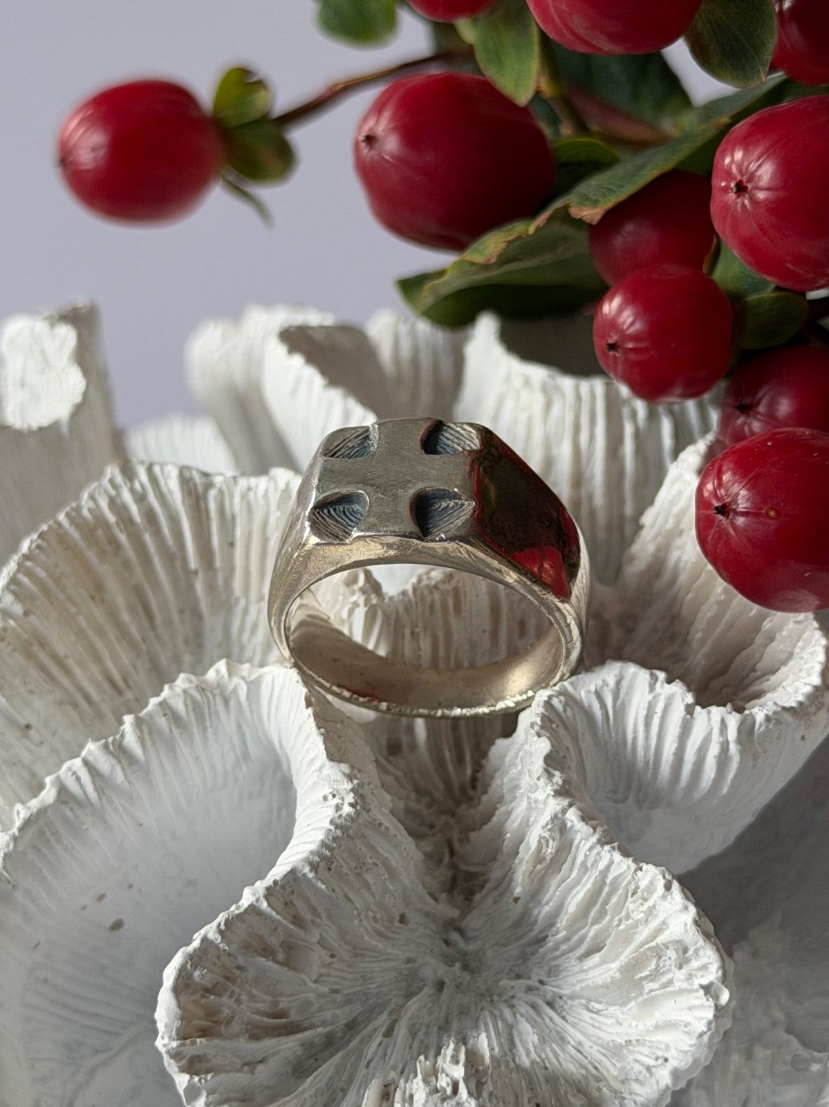 Vintage Mens 925 Sterling Silver Cross Ring Size 11