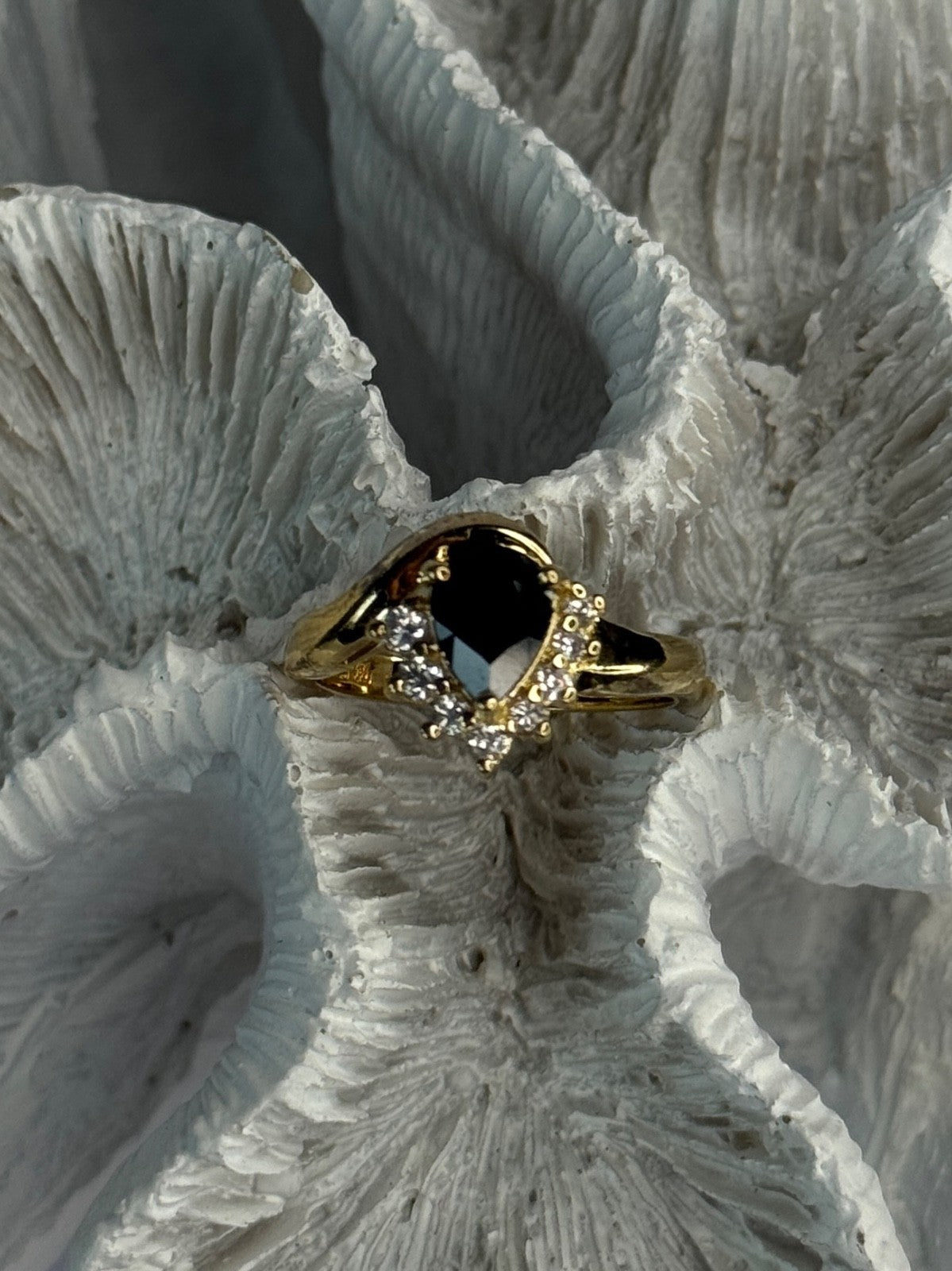 925 Sterling Silver Gold Plated Sapphire & Beryl Ring Size 8