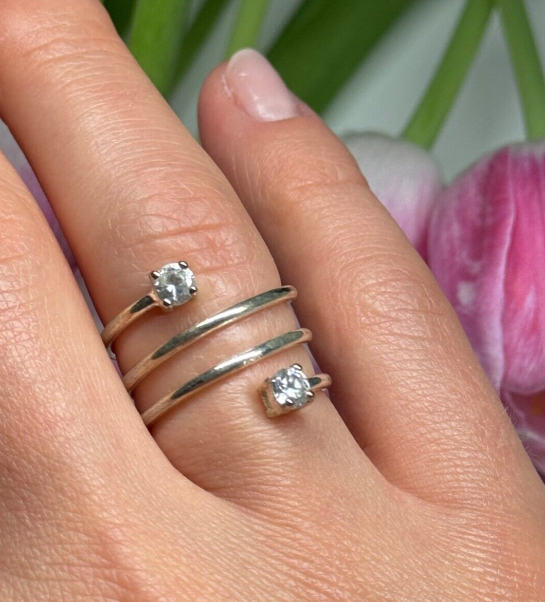 925 Sterling Silver White Spinel Ring Size 6