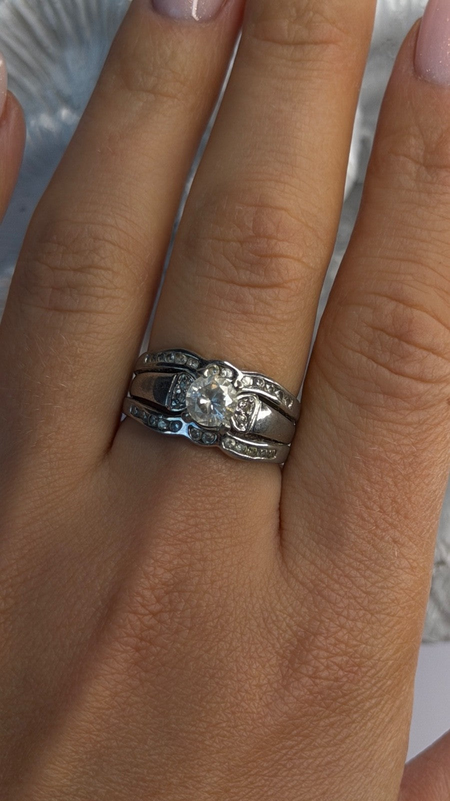 925 Sterling Silver White Tourmaline Ring Size 8