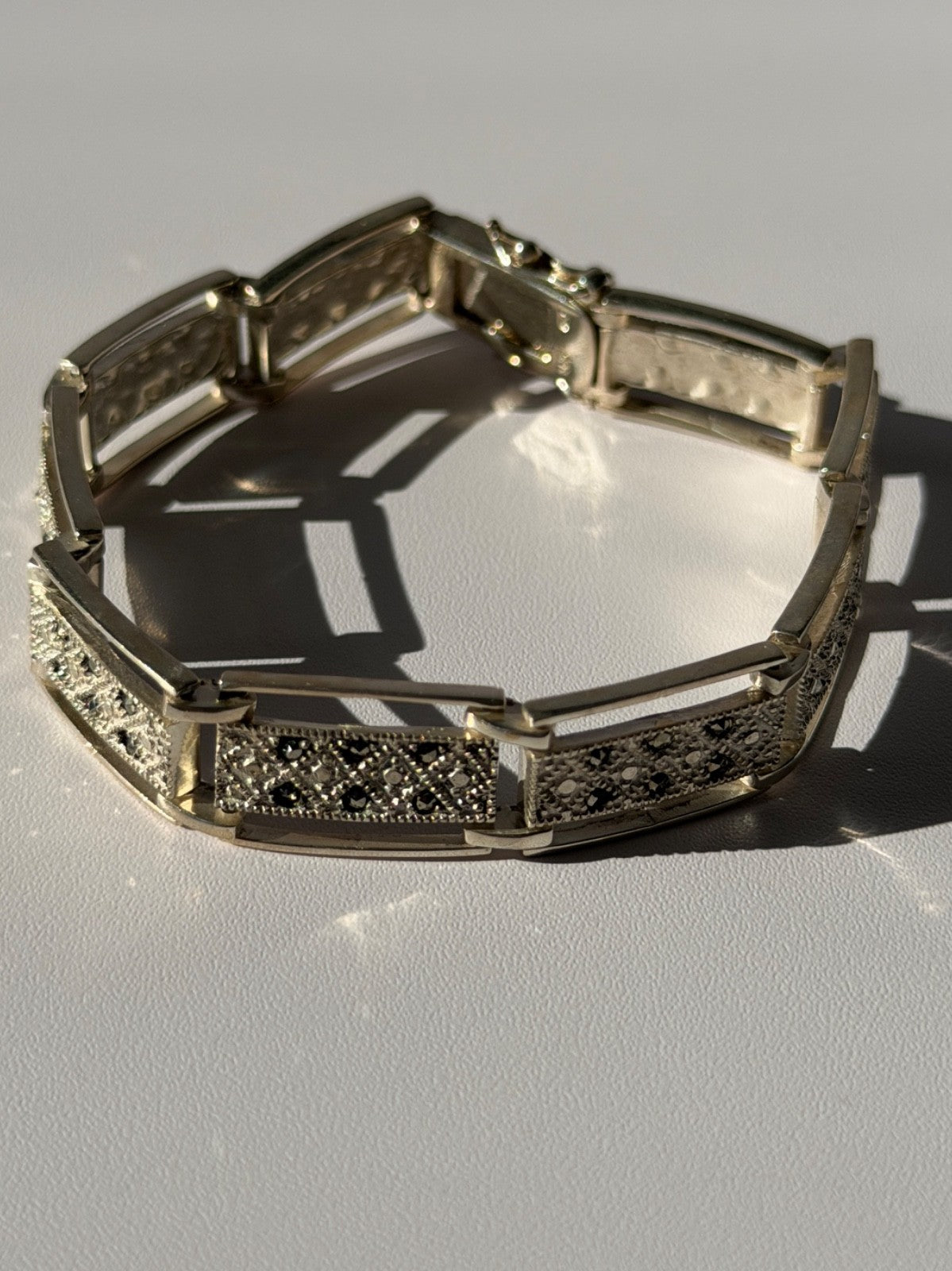 Vintage 925 Sterling Silver Marcasite Bracelet