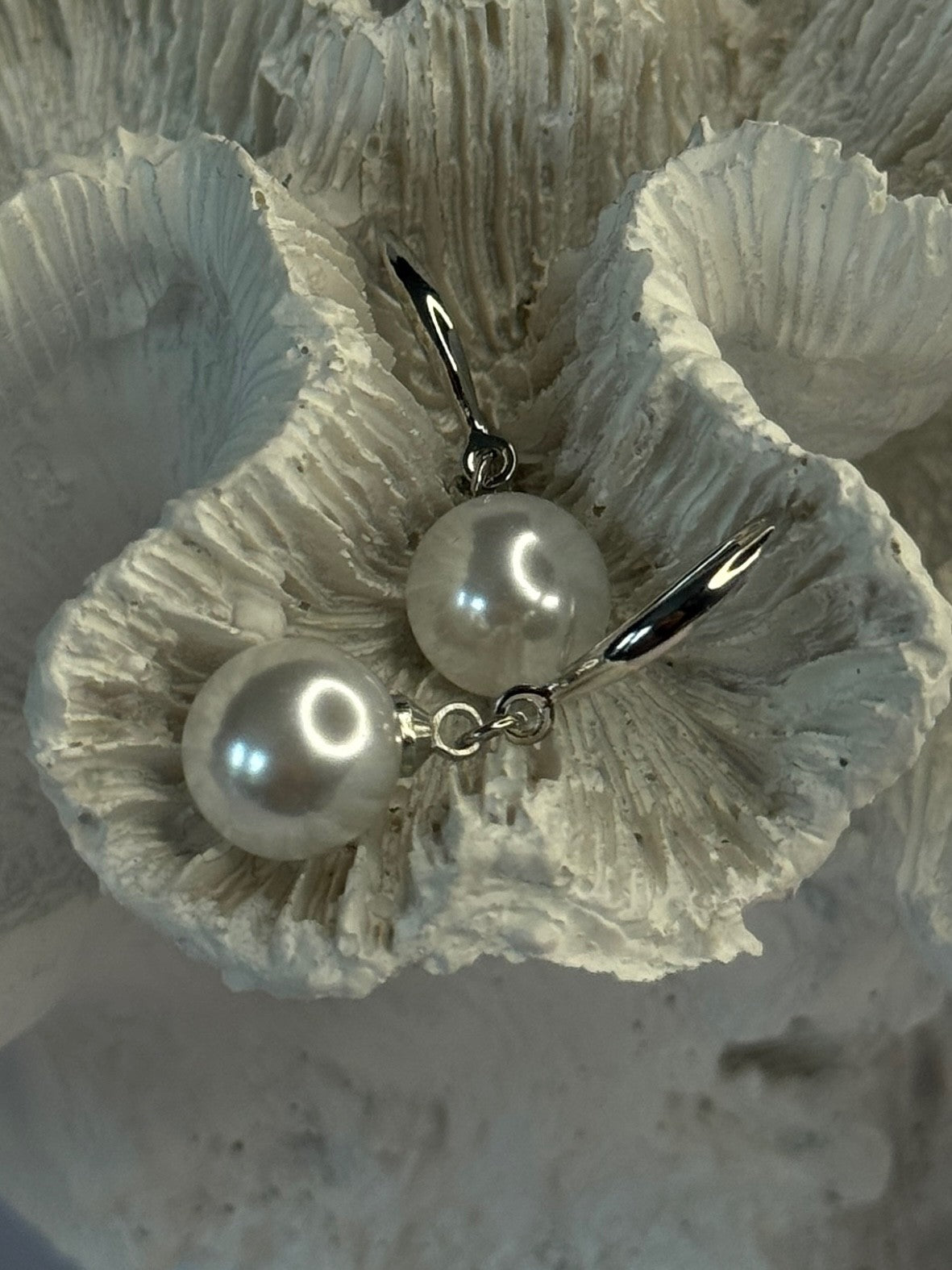 925 Sterling Silver Pearl Earrings Length 1.20 Inch