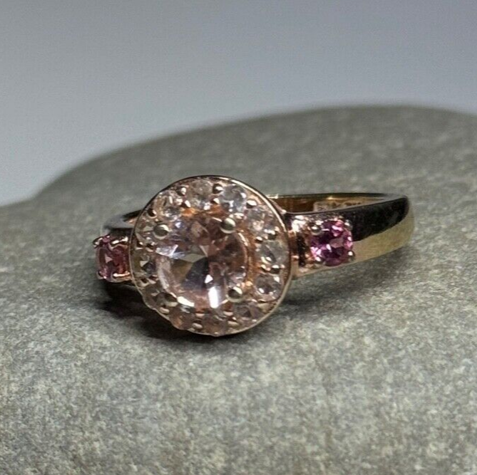925 Sterling Silver Gold Plated Spinel Ring Size 7
