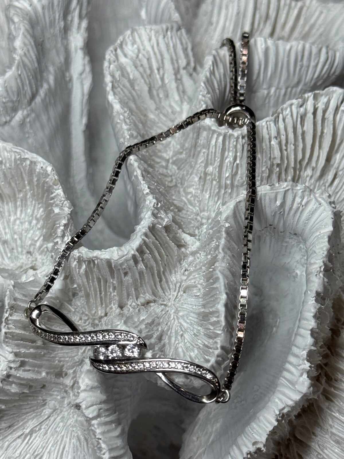 925 Sterling Silver CZ Bracelet Slider