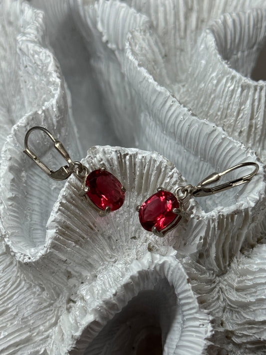 925 Sterling Silver Spinel Earrings Length 1.1 Inch