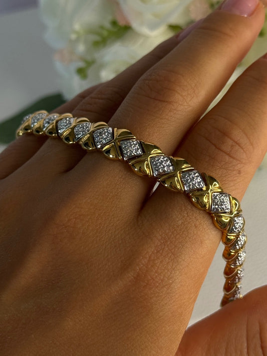 Charming 925 Sterling Silver Gold Plated Bracelet Length 7.5 Inch