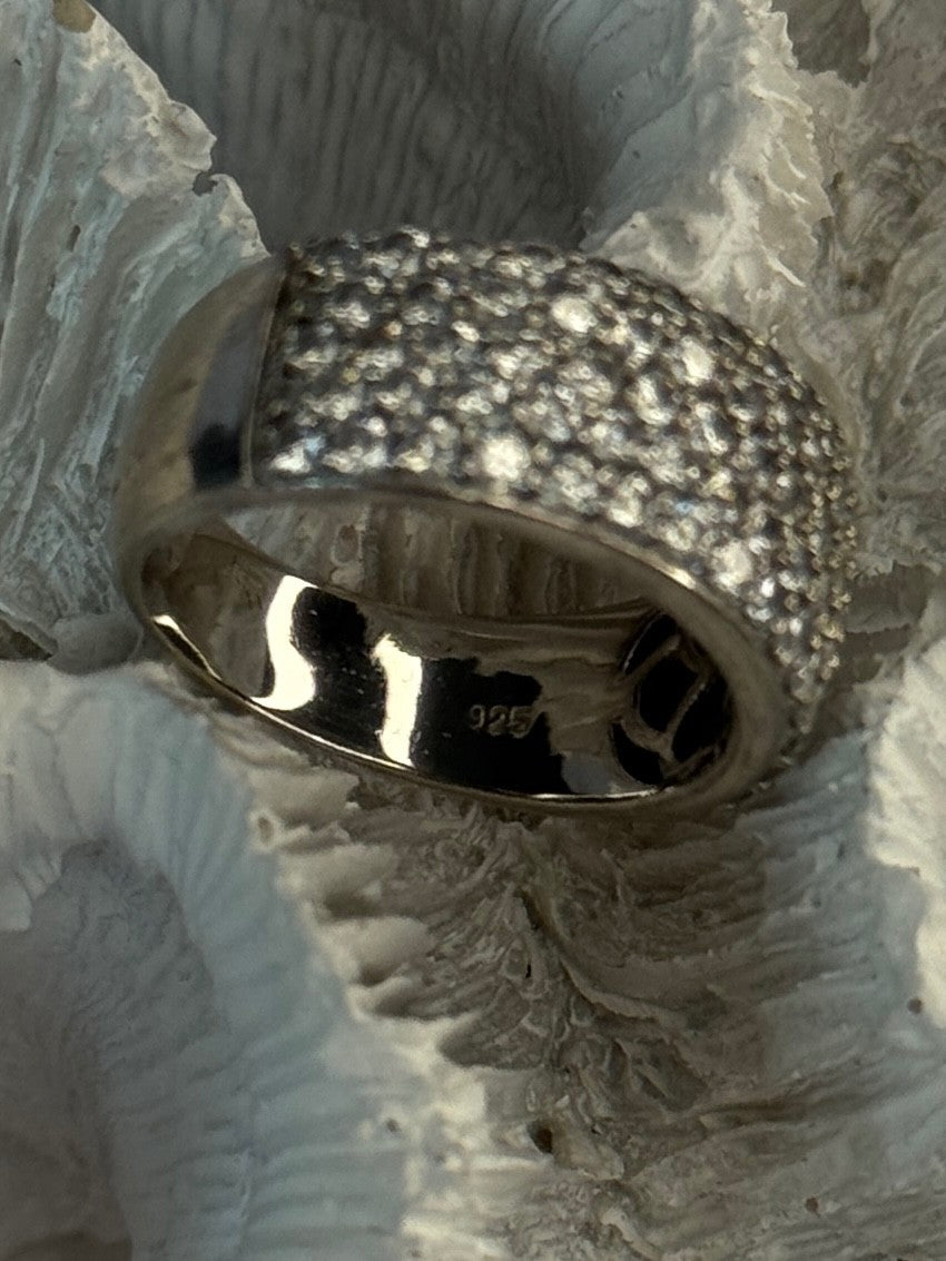 Elegant 925 Sterling Silver White Topaz Ring Size 6.5