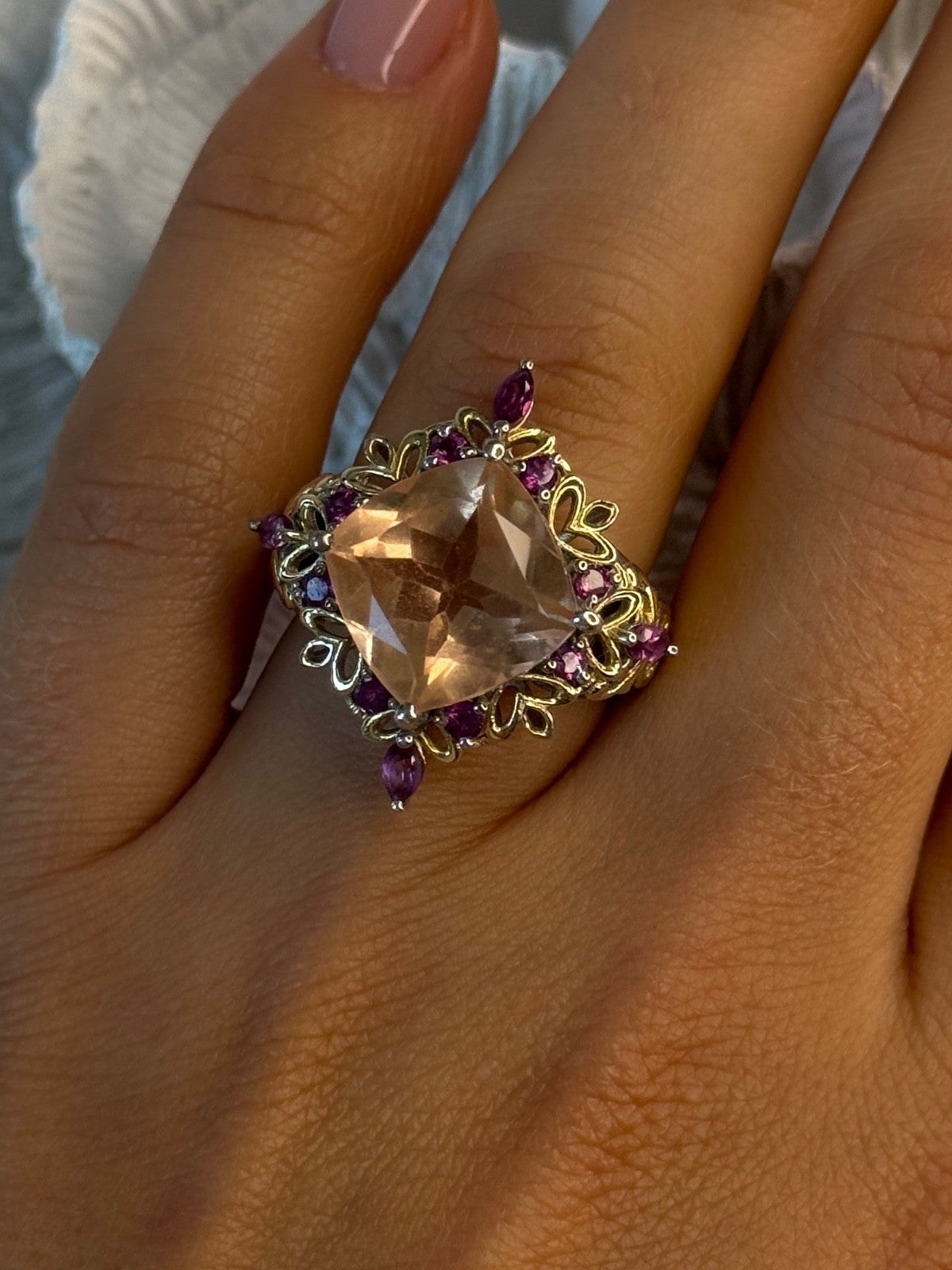 Shiny 925 Sterling Silver Cz Ring Size 8