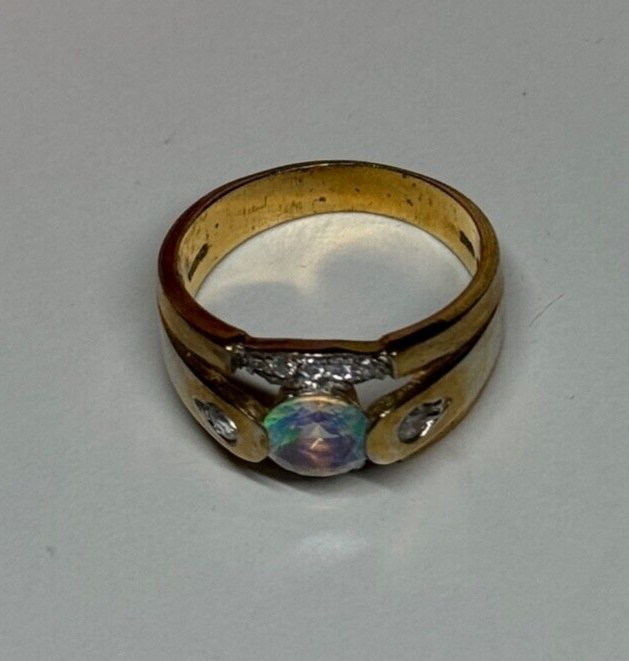 925 Sterling Silver Gold Plated CZ Ring Size 7
