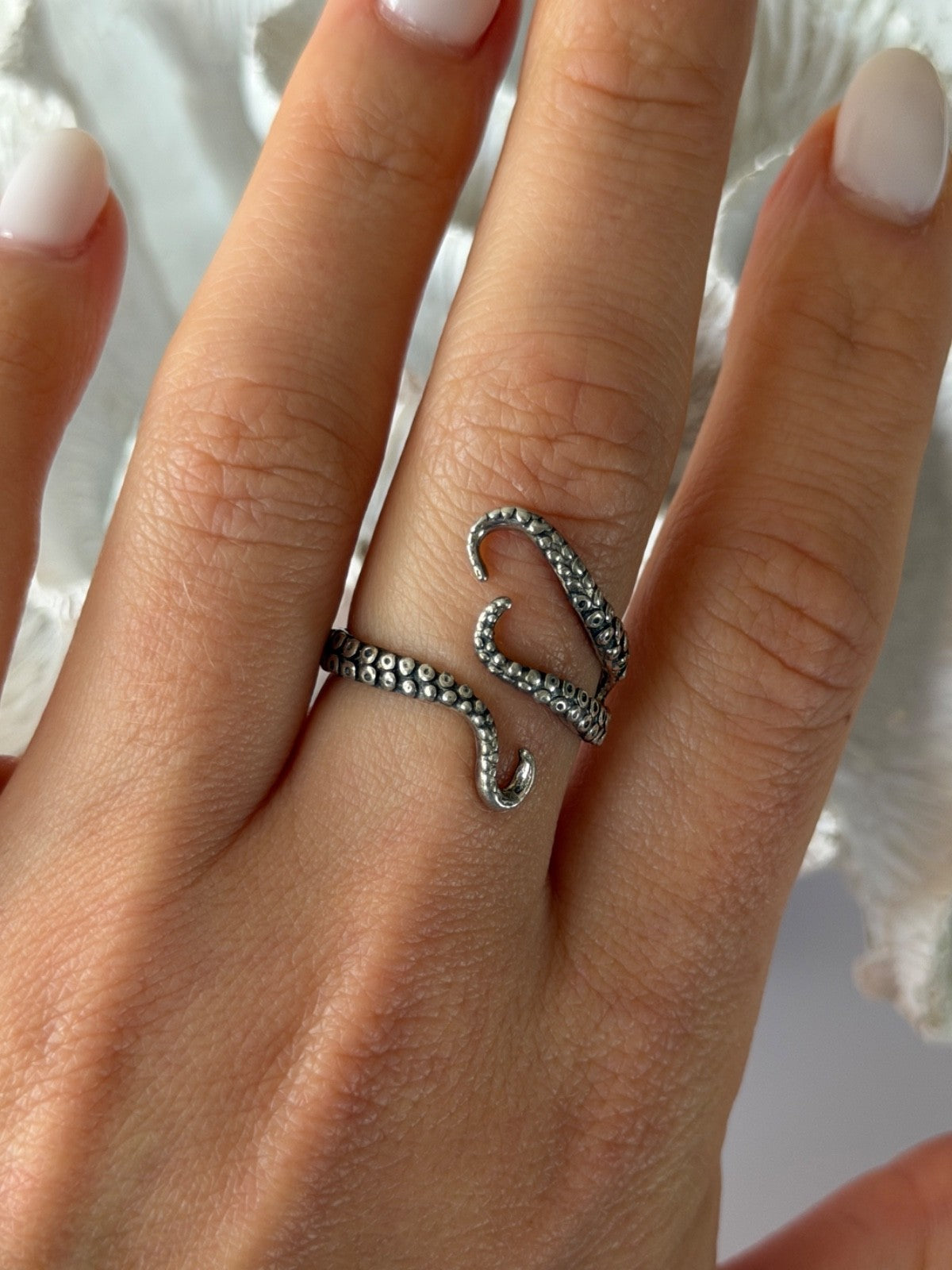 Adjustable Octopus Tentacle Wrap 925 Sterling Silver Ring Size 9