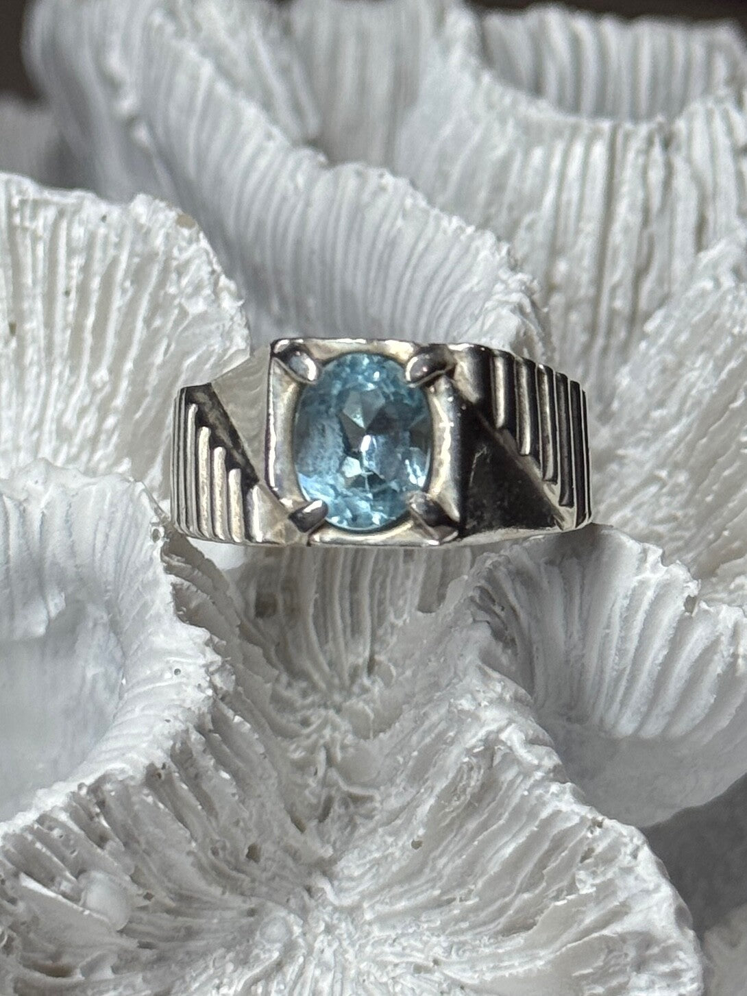 Men's 925 Sterling Silver Topaz Ring Size 8.5