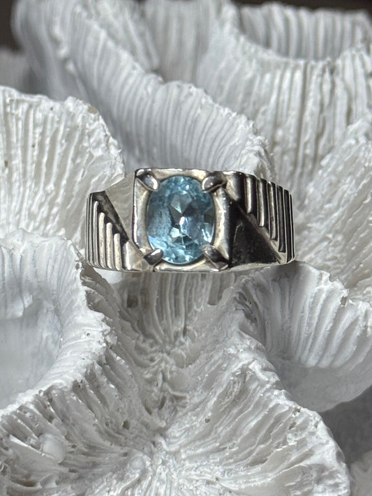Men's 925 Sterling Silver Topaz Ring Size 8.5