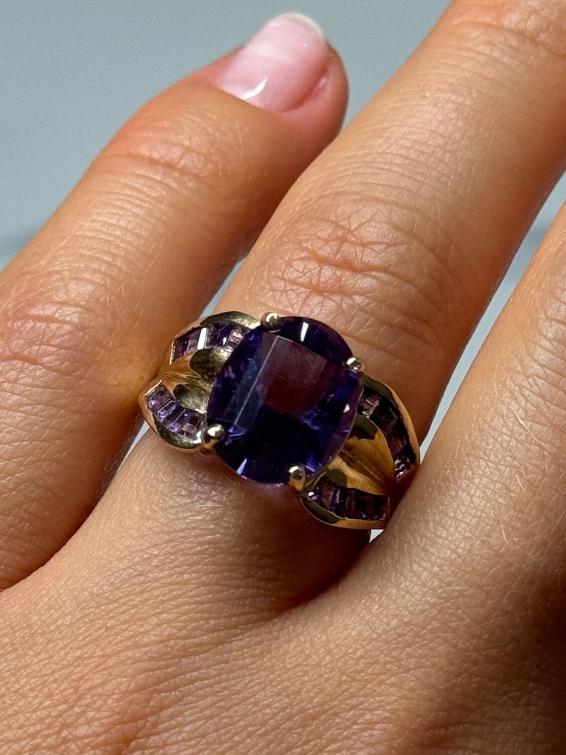 10K Yellow Gold Amethyst Ring Size 7