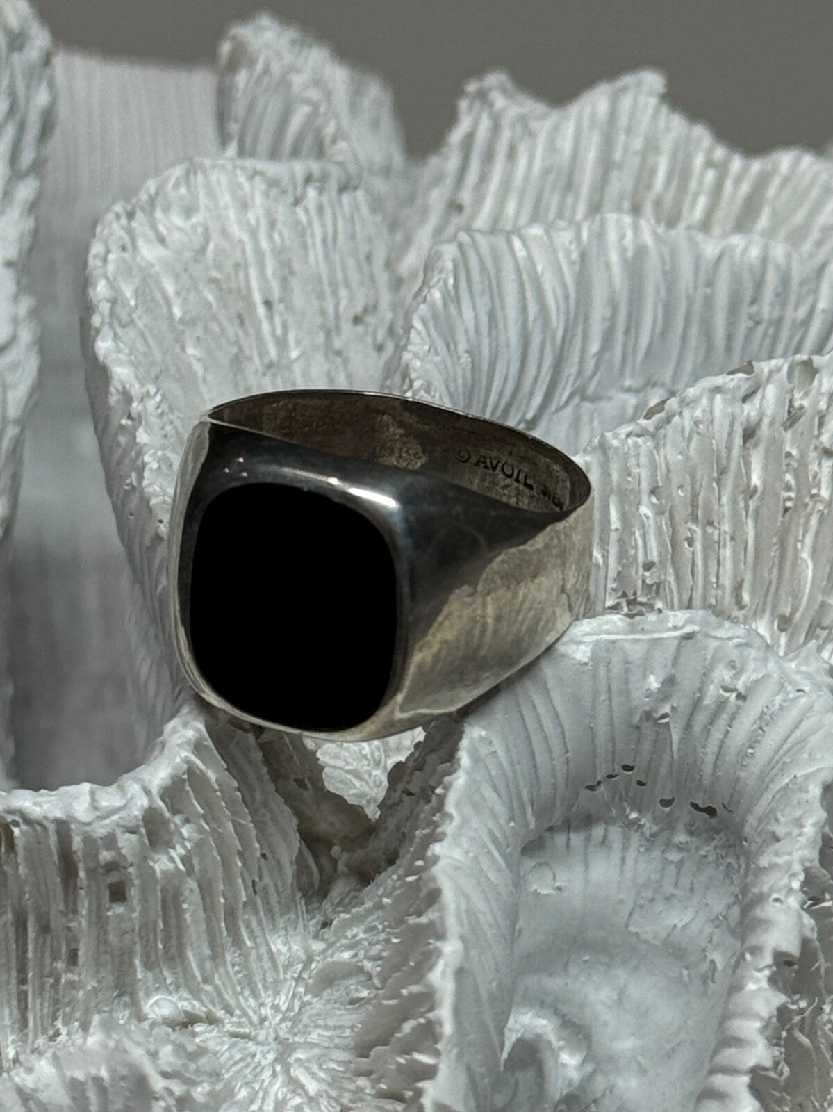 925 Sterling Silver Black Nephrite Men'S Ring Size 10.5