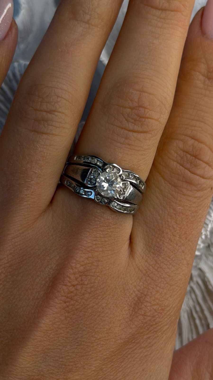 925 Sterling Silver White Tourmaline Ring Size 8