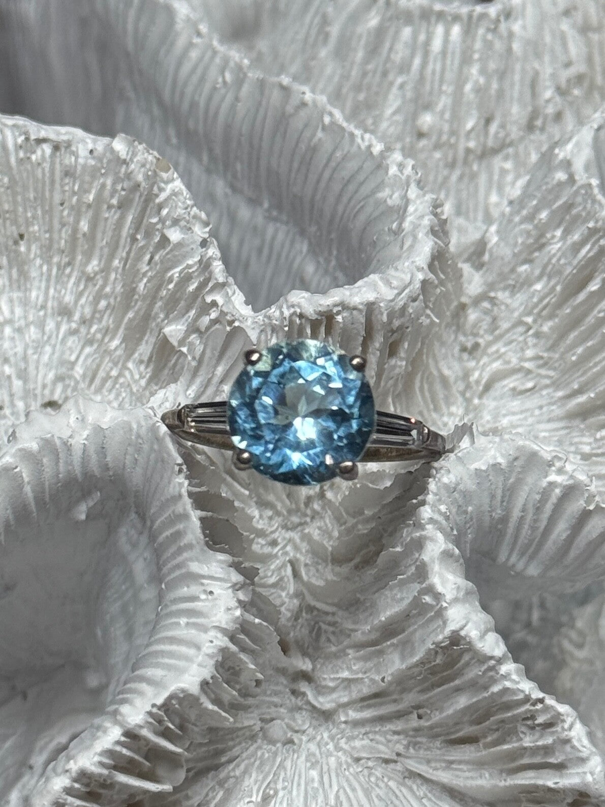 925 Sterling Silver Topaz & Beryl Ring Size 6