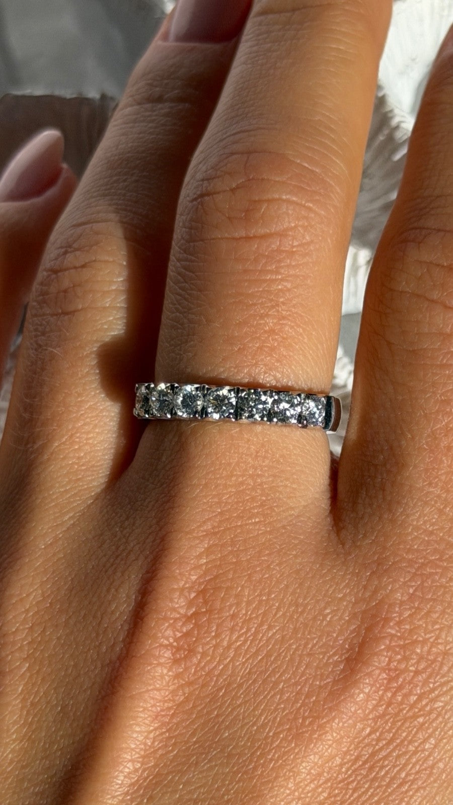 Custom 14K White Gold Diamond 0.85 ct Ring Size 8