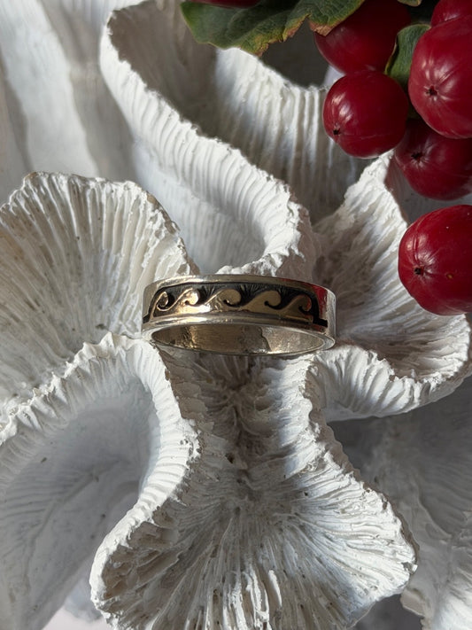 Scott Skeets Navajo 925 Sterling Silver & 14K Yellow Gold Ring Size 12