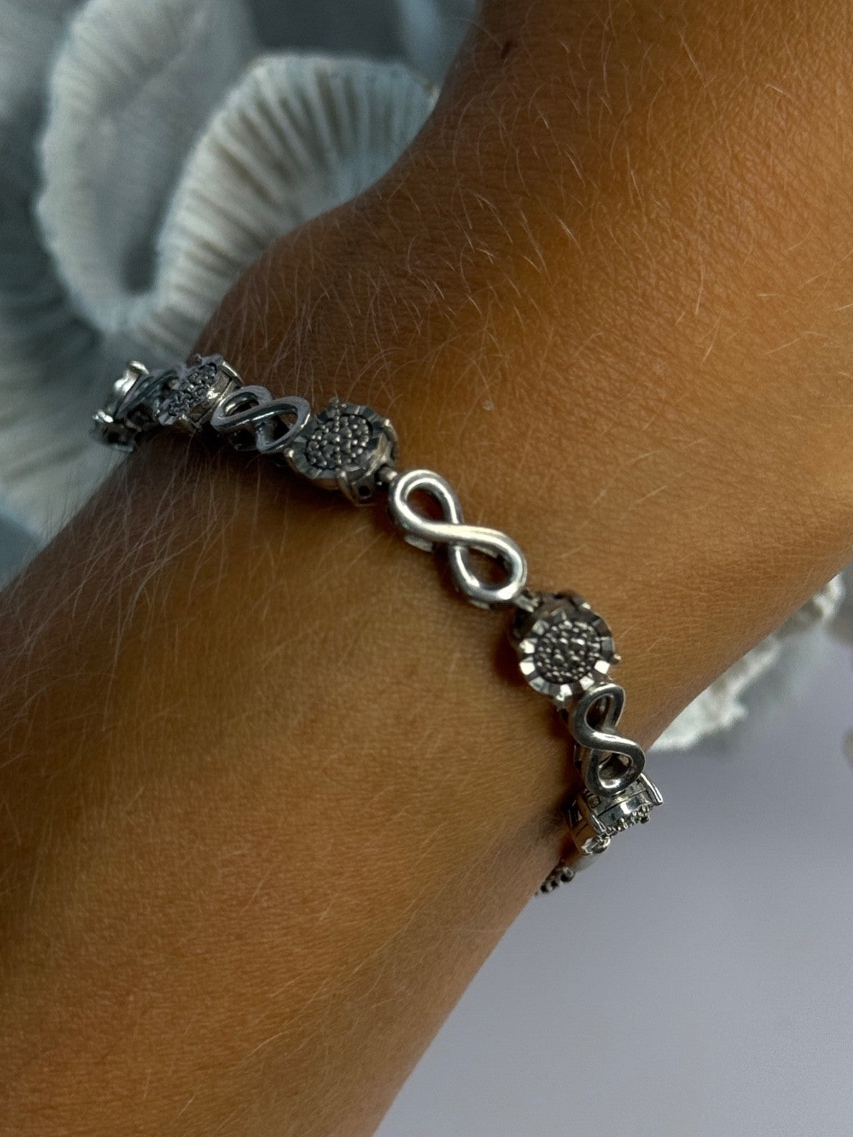 925 Sterling Silver Infinity Heart Bracelet Length 6-8