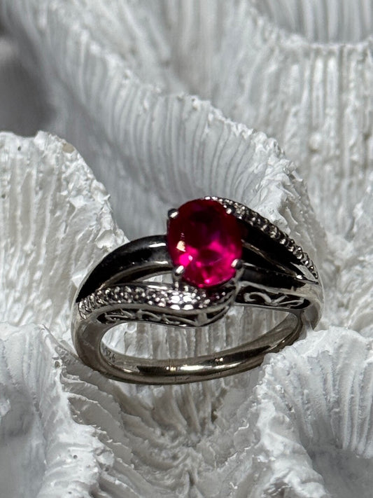 925 Sterling Silver Ruby Ring Size 6