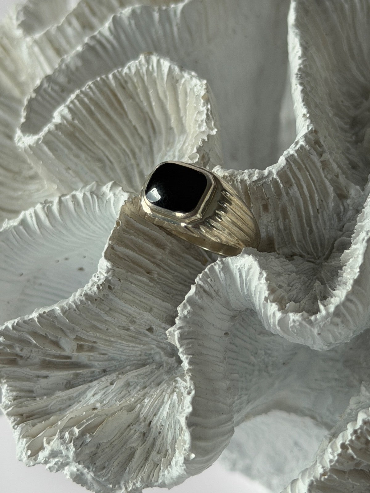 925 Sterling Silver Onyx Ring Size 7