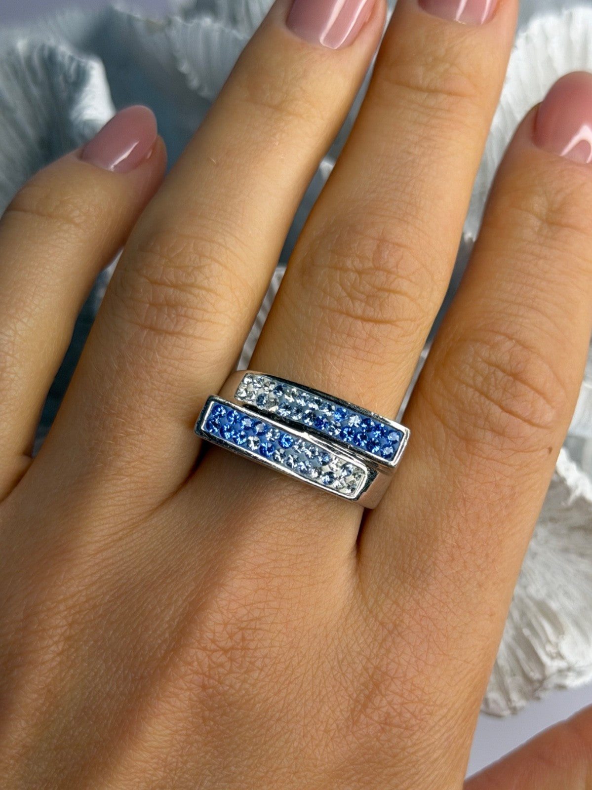 Beautiful 925 Sterling Silver Cz Ring Size 9